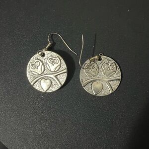 Silver Owl heart Earrings